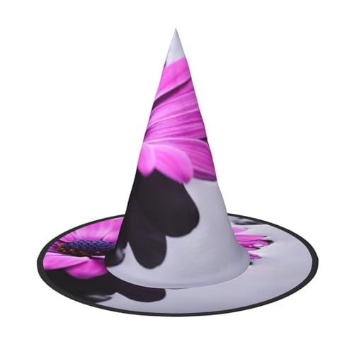 Violetter Blumendruck, Halloween, breite Krempe, faltbar, geeignet für Cosplay, Maskerade und Karneval, 1 Stück Violetter Blumendruck, Halloween, breite Krempe, faltbar, geeignet für Cosplay, Maskerade und Karneval, 1 Stück von PQruop