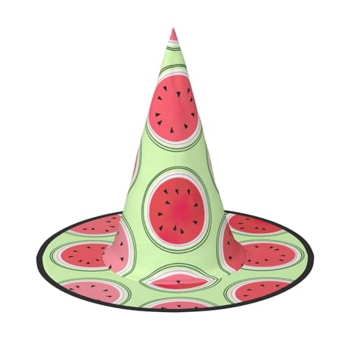 Wassermelonen-grüner Halloween-Hut mit breiter Krempe, faltbar, geeignet für Cosplay, Maskerade und Karneval, 1 Stück von PQruop