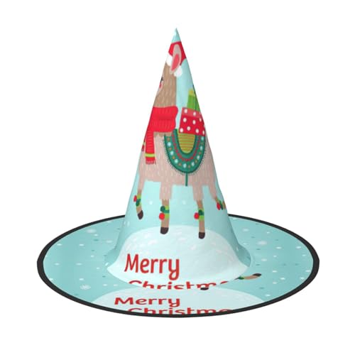 Weihnachtlicher Lama-Druck, Halloween, breite Krempe, faltbarer Hut, geeignet für Cosplay, Maskerade und Karneval, 1 Stück Weihnachtlicher Lama-Druck, Halloween, breite Krempe, faltbarer Hut, geeignet für Cosplay, Maskerade und Karneval, 1 Stück von PQruop