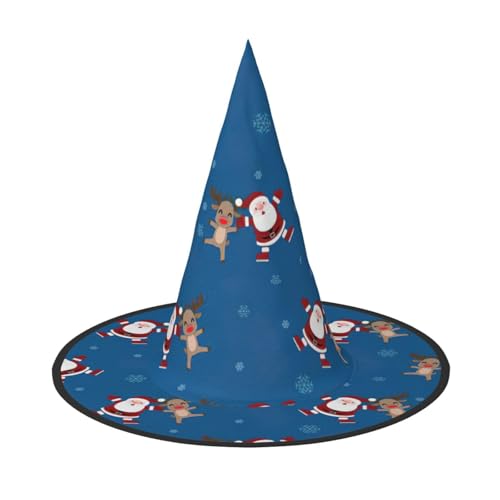 Weihnachtsmuster-Druck, Halloween, breite Krempe, faltbar, geeignet für Cosplay, Maskerade und Karneval, 1 Stück Weihnachtsmuster-Druck, Halloween, breite Krempe, faltbar, geeignet für Cosplay, Maskerade und Karneval, 1 Stück von PQruop