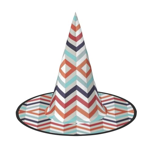 Zickzack-Linien-Druck, Halloween, breite Krempe, faltbarer Hut, geeignet für Cosplay, Maskerade und Karneval, 1 Stück Zickzack-Linien-Druck, Halloween, breite Krempe, faltbarer Hut, geeignet für Cosplay, Maskerade und Karneval, 1 Stück von PQruop