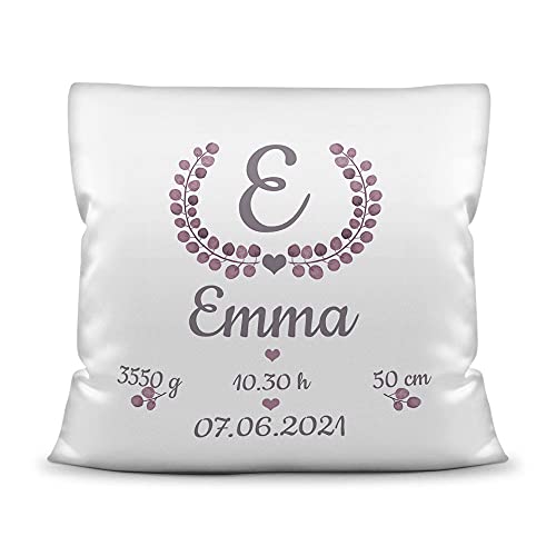 Kissen mit Füllung - mit Geburtsdaten personalisieren - Babygeschenk für Mädchen, Geschenk zur Geburt oder Taufe, Geburtskissen, Namenskissen fürs Baby I Kissen Polyester Weiß, 40x40 cm Kissen mit Füllung - mit Geburtsdaten personalisieren - Babygeschenk für Mädchen, Geschenk zur Geburt oder Taufe, Geburtskissen, Namenskissen fürs Baby I Kissen Polyester Weiß, 40x40 cm von PR Print Royal