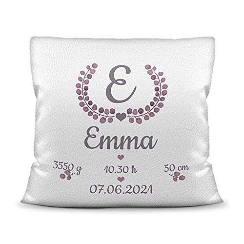 Kissen mit Füllung - mit Geburtsdaten personalisieren - Babygeschenk für Mädchen, Geschenk zur Geburt oder Taufe, Geburtskissen, Namenskissen fürs Baby I Kissen Weiß flauschig, 40x40 cm Kissen mit Füllung - mit Geburtsdaten personalisieren - Babygeschenk für Mädchen, Geschenk zur Geburt oder Taufe, Geburtskissen, Namenskissen fürs Baby I Kissen Weiß flauschig, 40x40 cm von PR Print Royal