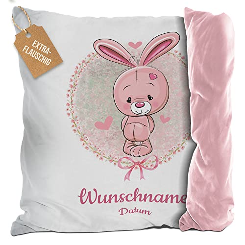 PR Print Royal Flauschiges Kissen zur Taufe mit Name & Datum - Hase - Geschenke zur Taufe, personalisierte Taufgeschenke Patenkind | inkl. Kissenfüllung, Rückseite Rosa, 40 x 40 cm PR Print Royal Flauschiges Kissen zur Taufe mit Name & Datum - Hase - Geschenke zur Taufe, personalisierte Taufgeschenke Patenkind | inkl. Kissenfüllung, Rückseite Rosa, 40 x 40 cm von PR Print Royal