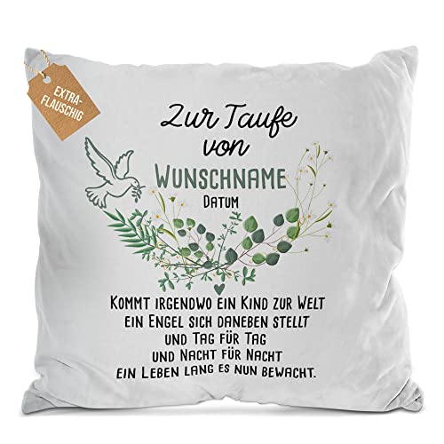 PR Print Royal Flauschiges Kissen zur Taufe mit Name & Datum - Kommt EIN Kind zur Welt - Geschenke zur Taufe, personalisierte Taufgeschenke Patenkind | inkl. Kissenfüllung, Weiß, 40 x 40 cm PR Print Royal Flauschiges Kissen zur Taufe mit Name & Datum - Kommt EIN Kind zur Welt - Geschenke zur Taufe, personalisierte Taufgeschenke Patenkind | inkl. Kissenfüllung, Weiß, 40 x 40 cm von PR Print Royal