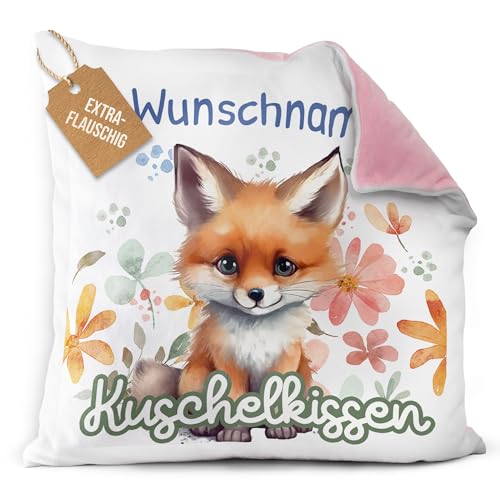 PR Print Royal Flauschiges Kuschel-Kissen für Kinder mit Füllung mit Name selbst gestalten - Fuchs Kissen für Mädchen und Jungs, Kinderkissen mit Name | 40 x 40 cm, Rückseite Rosa Flauschig PR Print Royal Flauschiges Kuschel-Kissen für Kinder mit Füllung mit Name selbst gestalten - Fuchs Kissen für Mädchen und Jungs, Kinderkissen mit Name | 40 x 40 cm, Rückseite Rosa Flauschig von PR Print Royal