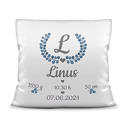 PR Print Royal Kissen mit Füllung - mit Geburtsdaten Personalisieren - Babygeschenk für Jungen, Geschenk zur Geburt oder Taufe, Geburtskissen, Namenskissen fürs Baby I Kissen Weiß flauschig, 40x40 cm PR Print Royal Kissen mit Füllung - mit Geburtsdaten Personalisieren - Babygeschenk für Jungen, Geschenk zur Geburt oder Taufe, Geburtskissen, Namenskissen fürs Baby I Kissen Weiß flauschig, 40x40 cm von PR Print Royal