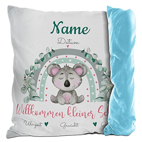 PR Print Royal Kissen mit Füllung - mit Geburtsdaten Personalisieren - Wilkommen Kleiner Schatz - Koala - Geschenke zur Geburt, Geschenkideen Geburt | inkl. Kissenfüllung, Rückseite Hellblau, 40x40cm PR Print Royal Kissen mit Füllung - mit Geburtsdaten Personalisieren - Wilkommen Kleiner Schatz - Koala - Geschenke zur Geburt, Geschenkideen Geburt | inkl. Kissenfüllung, Rückseite Hellblau, 40x40cm von PR Print Royal