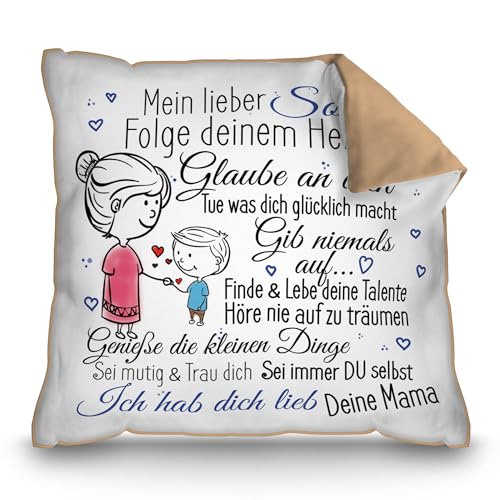 PR Print Royal Kissen mit Spruch inkl. Füllung für Kinder - von Mama für den Sohn - Geschenke für Sohn von Mutter, Sohn Geschenk, Kindergeschenke, Rückseite Mokka, 40x40cm PR Print Royal Kissen mit Spruch inkl. Füllung für Kinder - von Mama für den Sohn - Geschenke für Sohn von Mutter, Sohn Geschenk, Kindergeschenke, Rückseite Mokka, 40x40cm von PR Print Royal