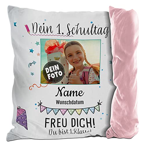 PR Print Royal Kissen zur Einschulung selbst gestalten - Dein 1. Schultag - mit Name, Datum und Foto Personalisieren - Geschenke zur Einschulung | Rückseite Rosa, 40x40cm PR Print Royal Kissen zur Einschulung selbst gestalten - Dein 1. Schultag - mit Name, Datum und Foto Personalisieren - Geschenke zur Einschulung | Rückseite Rosa, 40x40cm von PR Print Royal