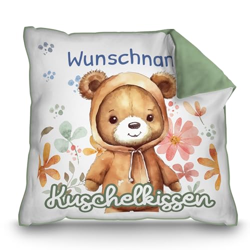 PR Print Royal Personalisiertes Kuschel-Kissen für Kinder mit Füllung - mit Name selbst gestalten - Bär Kissen für Mädchen und Jungs, Kinderkissen mit Name | 40 x 40 cm, Rückseite Grün PR Print Royal Personalisiertes Kuschel-Kissen für Kinder mit Füllung - mit Name selbst gestalten - Bär Kissen für Mädchen und Jungs, Kinderkissen mit Name | 40 x 40 cm, Rückseite Grün von PR Print Royal