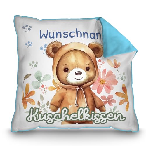 PR Print Royal Personalisiertes Kuschel-Kissen für Kinder mit Füllung - mit Name selbst gestalten - Bär Kissen für Mädchen und Jungs, Kinderkissen mit Name | 40 x 40 cm, Rückseite Hellblau PR Print Royal Personalisiertes Kuschel-Kissen für Kinder mit Füllung - mit Name selbst gestalten - Bär Kissen für Mädchen und Jungs, Kinderkissen mit Name | 40 x 40 cm, Rückseite Hellblau von PR Print Royal