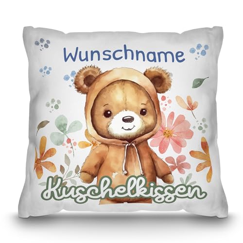 PR Print Royal Personalisiertes Kuschel-Kissen für Kinder mit Füllung - mit Name selbst gestalten - Bär Kissen für Mädchen und Jungs, Kinderkissen mit Name | 40 x 40 cm, Weiß Polyester PR Print Royal Personalisiertes Kuschel-Kissen für Kinder mit Füllung - mit Name selbst gestalten - Bär Kissen für Mädchen und Jungs, Kinderkissen mit Name | 40 x 40 cm, Weiß Polyester von PR Print Royal