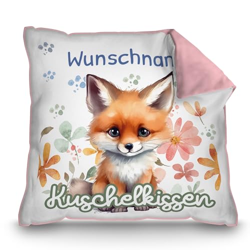 PR Print Royal Personalisiertes Kuschel-Kissen für Kinder mit Füllung - mit Name selbst gestalten - Fuchs Kissen für Mädchen und Jungs, Kinderkissen mit Name | 40 x 40 cm, Rückseite Rosa PR Print Royal Personalisiertes Kuschel-Kissen für Kinder mit Füllung - mit Name selbst gestalten - Fuchs Kissen für Mädchen und Jungs, Kinderkissen mit Name | 40 x 40 cm, Rückseite Rosa von PR Print Royal