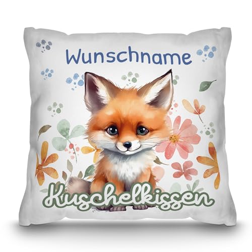 PR Print Royal Personalisiertes Kuschel-Kissen für Kinder mit Füllung - mit Name selbst gestalten - Fuchs Kissen für Mädchen und Jungs, Kinderkissen mit Name | 40 x 40 cm, Weiß Polyester PR Print Royal Personalisiertes Kuschel-Kissen für Kinder mit Füllung - mit Name selbst gestalten - Fuchs Kissen für Mädchen und Jungs, Kinderkissen mit Name | 40 x 40 cm, Weiß Polyester von PR Print Royal