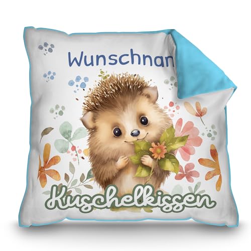 PR Print Royal Personalisiertes Kuschel-Kissen für Kinder mit Füllung - mit Name selbst gestalten - Igel Kissen für Mädchen und Jungs, Kinderkissen mit Name | 40 x 40 cm, Rückseite Hellblau PR Print Royal Personalisiertes Kuschel-Kissen für Kinder mit Füllung - mit Name selbst gestalten - Igel Kissen für Mädchen und Jungs, Kinderkissen mit Name | 40 x 40 cm, Rückseite Hellblau von PR Print Royal