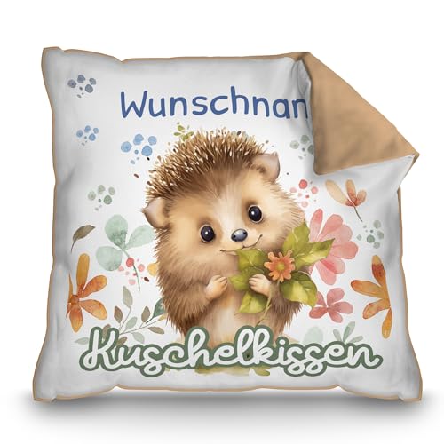 PR Print Royal Personalisiertes Kuschel-Kissen für Kinder mit Füllung - mit Name selbst gestalten - Igel Kissen für Mädchen und Jungs, Kinderkissen mit Name | 40 x 40 cm, Rückseite Mokka PR Print Royal Personalisiertes Kuschel-Kissen für Kinder mit Füllung - mit Name selbst gestalten - Igel Kissen für Mädchen und Jungs, Kinderkissen mit Name | 40 x 40 cm, Rückseite Mokka von PR Print Royal