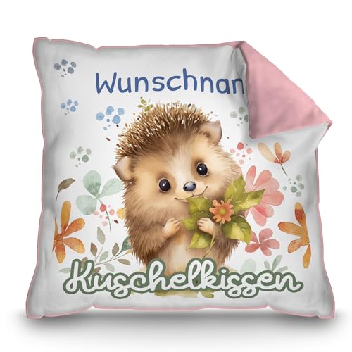 PR Print Royal Personalisiertes Kuschel-Kissen für Kinder mit Füllung - mit Name selbst gestalten - Igel Kissen für Mädchen und Jungs, Kinderkissen mit Name | 40 x 40 cm, Rückseite Rosa PR Print Royal Personalisiertes Kuschel-Kissen für Kinder mit Füllung - mit Name selbst gestalten - Igel Kissen für Mädchen und Jungs, Kinderkissen mit Name | 40 x 40 cm, Rückseite Rosa von PR Print Royal