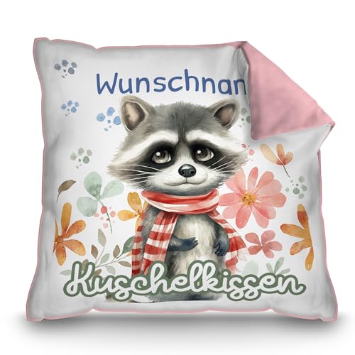 PR Print Royal Personalisiertes Kuschel-Kissen für Kinder mit Füllung - mit Name selbst gestalten - Waschbär Kissen für Mädchen und Jungs, Kinderkissen mit Name | 40 x 40 cm, Rückseite Rosa PR Print Royal Personalisiertes Kuschel-Kissen für Kinder mit Füllung - mit Name selbst gestalten - Waschbär Kissen für Mädchen und Jungs, Kinderkissen mit Name | 40 x 40 cm, Rückseite Rosa von PR Print Royal