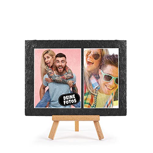 PR Print Royal Schieferplatte selbst gestalten - Foto-Collage mit 2 Fotos bedrucken - Geschenk für Freunde, Familie I Personalisiertes Foto-Geschenk - Schiefertafel mit Staffelei, 15 x 20 cm PR Print Royal Schieferplatte selbst gestalten - Foto-Collage mit 2 Fotos bedrucken - Geschenk für Freunde, Familie I Personalisiertes Foto-Geschenk - Schiefertafel mit Staffelei, 15 x 20 cm von PR Print Royal