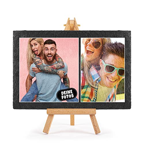 PR Print Royal Schieferplatte selbst gestalten - Foto-Collage mit 2 Fotos bedrucken - Geschenk für Freunde, Familie I Personalisiertes Foto-Geschenk - Schiefertafel mit Staffelei, 20 x 30 cm PR Print Royal Schieferplatte selbst gestalten - Foto-Collage mit 2 Fotos bedrucken - Geschenk für Freunde, Familie I Personalisiertes Foto-Geschenk - Schiefertafel mit Staffelei, 20 x 30 cm von PR Print Royal