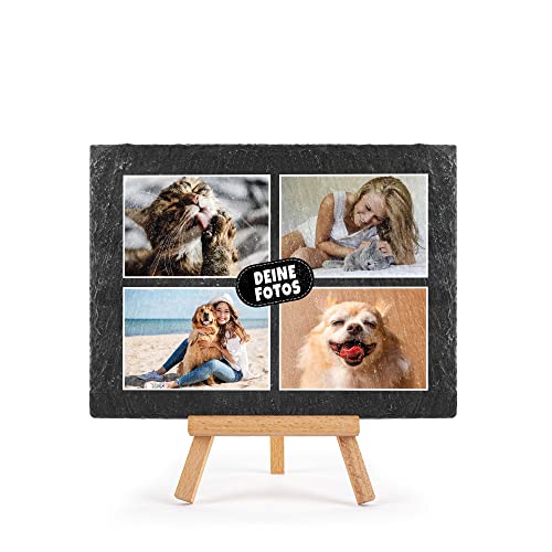 PR Print Royal Schieferplatte selbst gestalten - Foto-Collage mit 4 Fotos bedrucken - Geschenk für Freunde, Familie I Personalisiertes Foto-Geschenk - Schiefertafel mit Staffelei, 15 x 20 cm PR Print Royal Schieferplatte selbst gestalten - Foto-Collage mit 4 Fotos bedrucken - Geschenk für Freunde, Familie I Personalisiertes Foto-Geschenk - Schiefertafel mit Staffelei, 15 x 20 cm von PR Print Royal