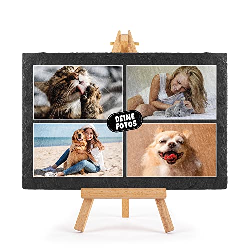 PR Print Royal Schieferplatte selbst gestalten - Foto-Collage mit 4 Fotos bedrucken - Geschenk für Freunde, Familie I Personalisiertes Foto-Geschenk - Schiefertafel mit Staffelei, 20 x 30 cm PR Print Royal Schieferplatte selbst gestalten - Foto-Collage mit 4 Fotos bedrucken - Geschenk für Freunde, Familie I Personalisiertes Foto-Geschenk - Schiefertafel mit Staffelei, 20 x 30 cm von PR Print Royal
