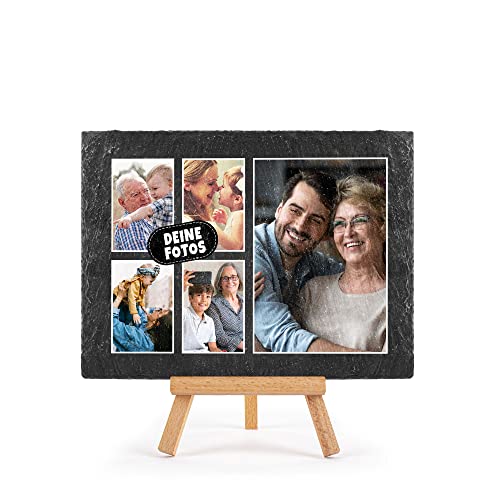 PR Print Royal Schieferplatte selbst gestalten - Foto-Collage mit 5 Fotos bedrucken - Geschenk für Freunde, Familie I Personalisiertes Foto-Geschenk - Schiefertafel mit Staffelei, 15 x 20 cm PR Print Royal Schieferplatte selbst gestalten - Foto-Collage mit 5 Fotos bedrucken - Geschenk für Freunde, Familie I Personalisiertes Foto-Geschenk - Schiefertafel mit Staffelei, 15 x 20 cm von PR Print Royal