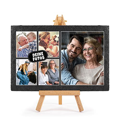 PR Print Royal Schieferplatte selbst gestalten - Foto-Collage mit 5 Fotos bedrucken - Geschenk für Freunde, Familie I Personalisiertes Foto-Geschenk - Schiefertafel mit Staffelei, 20 x 30 cm PR Print Royal Schieferplatte selbst gestalten - Foto-Collage mit 5 Fotos bedrucken - Geschenk für Freunde, Familie I Personalisiertes Foto-Geschenk - Schiefertafel mit Staffelei, 20 x 30 cm von PR Print Royal