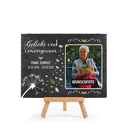 PR Print Royal Schieferplatte selbst gestalten - Gedenktafel mit Foto, Name & Datum bedrucken - Geliebt und unvergessen - Grabtafel, Grabschmuck | Schiefertafel mit Staffelei, 15x20 cm PR Print Royal Schieferplatte selbst gestalten - Gedenktafel mit Foto, Name & Datum bedrucken - Geliebt und unvergessen - Grabtafel, Grabschmuck | Schiefertafel mit Staffelei, 15x20 cm von PR Print Royal