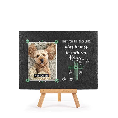Tier-Schieferplatte Gedenktafel für Tiere - mit Foto bedrucken - Immer in meinem Herzen - Haustiere Grabtafel, Grabschmuck - Schiefertafel mit Staffelei, 15x20 cm I Personalisierte Erinnerung Tier-Schieferplatte Gedenktafel für Tiere - mit Foto bedrucken - Immer in meinem Herzen - Haustiere Grabtafel, Grabschmuck - Schiefertafel mit Staffelei, 15x20 cm I Personalisierte Erinnerung von PR Print Royal