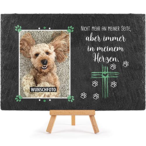 Tier-Schieferplatte Gedenktafel für Tiere - mit Foto bedrucken - Immer in meinem Herzen - Haustiere Grabtafel, Grabschmuck - Schiefertafel mit Staffelei, 20x30 cm I Personalisierte Erinnerung Tier-Schieferplatte Gedenktafel für Tiere - mit Foto bedrucken - Immer in meinem Herzen - Haustiere Grabtafel, Grabschmuck - Schiefertafel mit Staffelei, 20x30 cm I Personalisierte Erinnerung von PR Print Royal