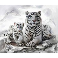PRACHT® Creatives Diamond Painting Tigermama mit Jungtier weiß von PRACHT® Creatives