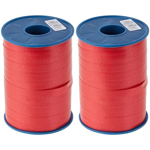 C.E. PATTBERG Geschenkband rot, 500 Meter Ringelband 5 mm zum Basteln, Dekorieren & Verpacken von Geschenken zu jedem Anlass (Packung mit 2) von PRÄSENT