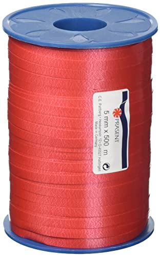 Präsent C.E. PATTBERG Geschenkband rot, 500 Meter Ringelband 5 mm zum Basteln, Dekorieren & Verpacken von Geschenken zu jedem Anlass von PRÄSENT