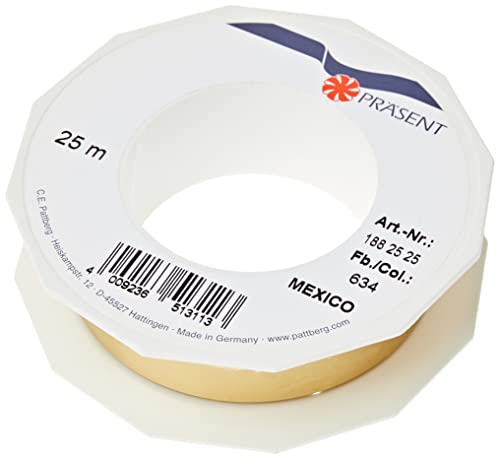 Präsent C.E. Pattberg Mexico Geschenkband metallic Gold, 25 m Ringelband zum Einpacken von Geschenken, 25 mm Breite, Zubehör zum Dekorieren & Basteln, Dekoband, Anlass Präsent C.E. Pattberg Mexico Geschenkband metallic Gold, 25 m Ringelband zum Einpacken von Geschenken, 25 mm Breite, Zubehör zum Dekorieren & Basteln, Dekoband, Anlass von PRÄSENT