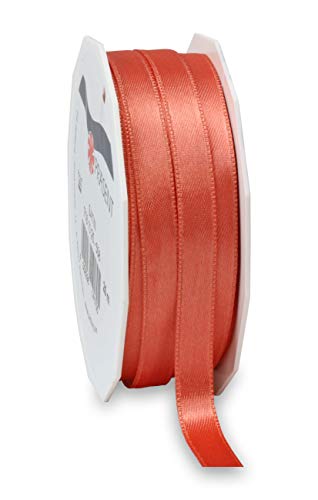 Präsent C.E. Pattberg Satin Living Coral, 25 m Satinband zum Einpacken von Geschenken, 10 mm Breite, Geschenkband zum Dekorieren & Basteln, Dekoband, Anlass von PRÄSENT