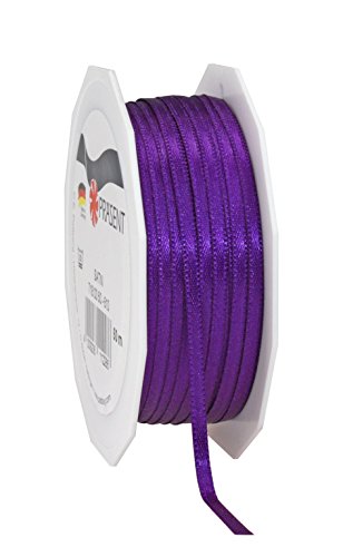 PRÄSENT C.E. Pattberg Satin violett, 50 m Satinband zum Einpacken von Geschenken, 3 mm Breite, Geschenkband zum Dekorieren & Basteln, Dekoband, Anlass von PRÄSENT