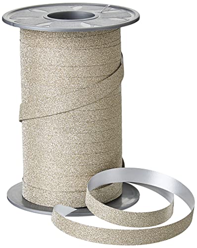 PRÄSENT 18509-107 POLY GLITTER Ringelband sandstein, 100 m leicht kräuselndes Geschenkband, Breite, Dekoband zum Basteln & Einpacken von Geschenken, für festliche Anlässe, 100-m-Spule 10 mm von PRÄSENT