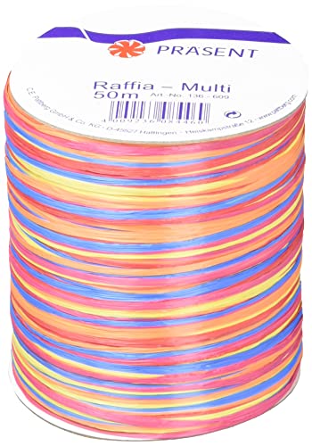 Präsent Bastband, gelb-rot-rosa, 50-m-Spule, 136-609 von PRÄSENT