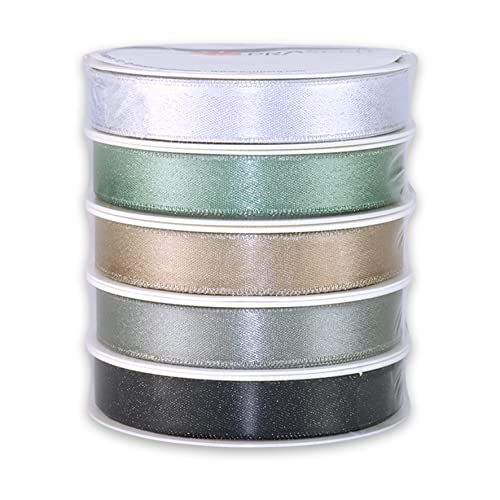 PRÄSENT GLITTER SATIN pastell, 5 x 3 m Satinband, 10 mm Breite, Geschenkbandset für Verpackungen und Dekorationen, weiche Stoffbänder in fünf verschiedenen Farben PRÄSENT GLITTER SATIN pastell, 5 x 3 m Satinband, 10 mm Breite, Geschenkbandset für Verpackungen und Dekorationen, weiche Stoffbänder in fünf verschiedenen Farben von PRÄSENT
