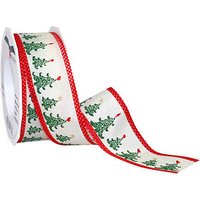 PRÄSENT Geschenkband Christmas Tree matt weiß/grün/rot 40,0 mm x 20,0 m von PRÄSENT