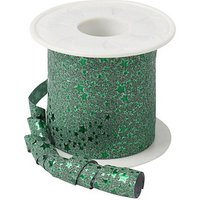 PRÄSENT Geschenkband Glitter Star mattglänzend grün 10,0 mm x 100,0 m von PRÄSENT