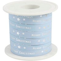 PRÄSENT Geschenkband Merry Christmas matt eisblau 10,0 mm x 100,0 m von PRÄSENT