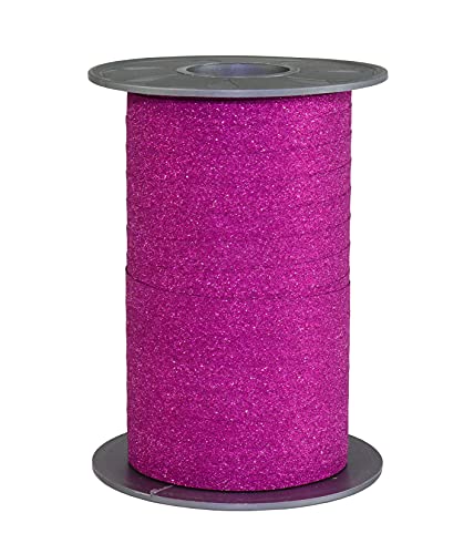 PRÄSENT Geschenkband POLY GLITTER pink, 100 Meter Ringelband 10 mm zum Basteln, Dekorieren & Verpacken von Geschenken zu jedem Anlass von PRÄSENT
