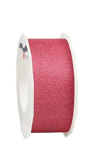 PRÄSENT Geschenkband POLY GLITTER rot, 25 Meter Ringelband 40 mm zum Basteln, Dekorieren & Verpacken von Geschenken zu jedem Anlass von PRÄSENT