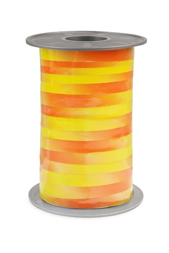 PRÄSENT Geschenkband POTPOURRI gelb/orange, 200 Meter Ringelband 10 mm zum Basteln, Dekorieren & Verpacken von Geschenken zu jedem Anlass von PRÄSENT