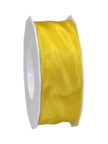 Präsent Lyon Band mit Drahtkante gelb, 25 m Dekoband zum Verzieren & Basteln, 40 mm Breite, leicht biegsames Schleifenband, für Festliche Dekos zu besonderen Anlässen Präsent Lyon Band mit Drahtkante gelb, 25 m Dekoband zum Verzieren & Basteln, 40 mm Breite, leicht biegsames Schleifenband, für Festliche Dekos zu besonderen Anlässen von PRÄSENT
