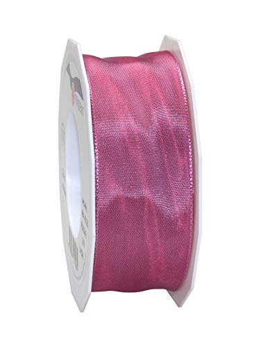 Präsent Lyon Band mit Drahtkante Altrosa, 25 m Dekoband zum Verzieren & Basteln, 40 mm Breite, leicht biegsames Schleifenband, für Festliche Dekos zu besonderen Anlässen von PRÄSENT