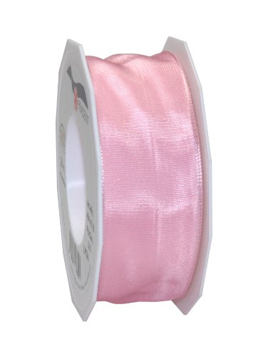Präsent Lyon Band mit Drahtkante Hellrosa, 25 m Dekoband zum Verzieren & Basteln, 40 mm Breite, leicht biegsames Schleifenband, für Festliche Dekos zu besonderen Anlässen von PRÄSENT